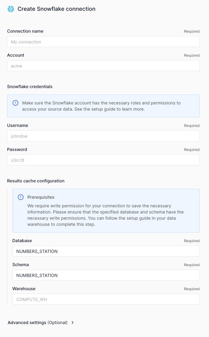 snowflake connection ui image