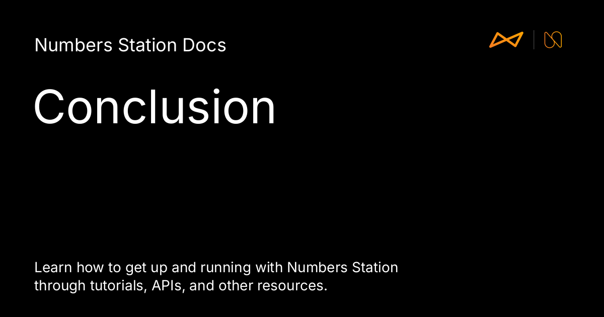 Conclusion Numbers Conclusion - Numbers Station Docs